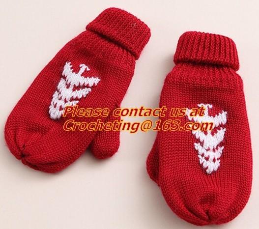 100% acrylic knitted baby lovely jacquard glove, New Product Acrylic Cotton Jacquard Knitt