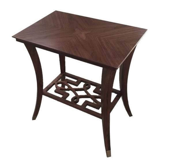 Glass top wood veneer square side table/end table/coffee table for 5-star hotel bedroom