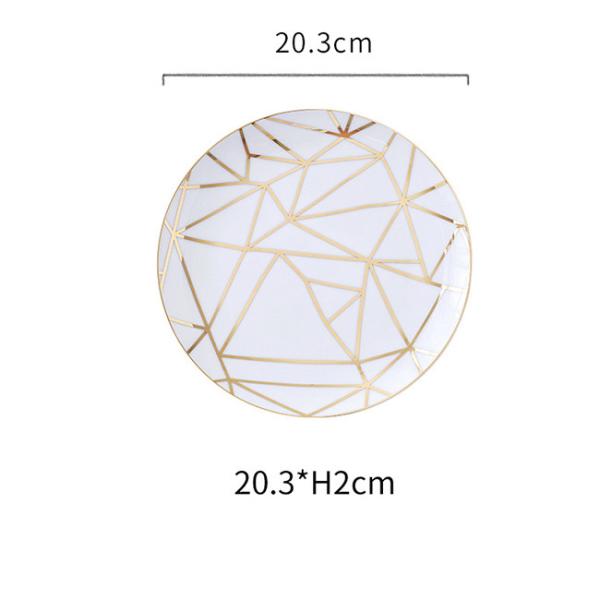 High Gloss Glaze Contemporary Porcelain Dinnerware Hand Drawing Gold Plating