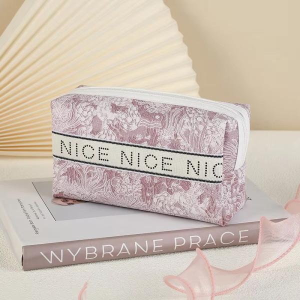 Tools Storage Eco Burlap Makeup Bag Letter Printed Bolsa De Maquillaje for Women Bags