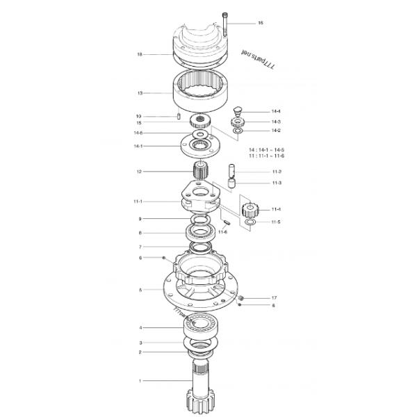 Редуктор поворота экскаватора Doosan DH55 DH60 2101-9002 Редуктор поворота