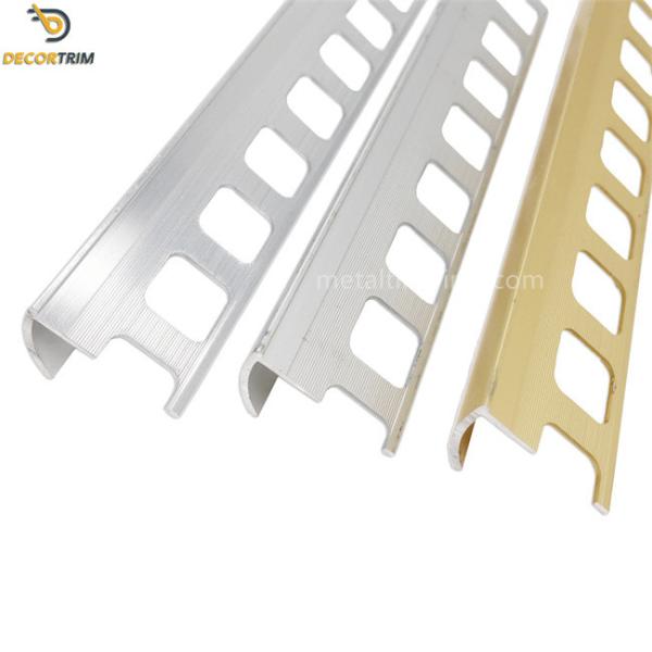 Polish Silver 12mm Tile Edge Trim , Aluminium 6063 Round Edge Metal Tile Trim
