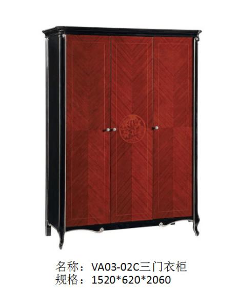 Luxury furniture of Wardrobe closet in Ebony glossy painting for 3 or 4 doors clothespress