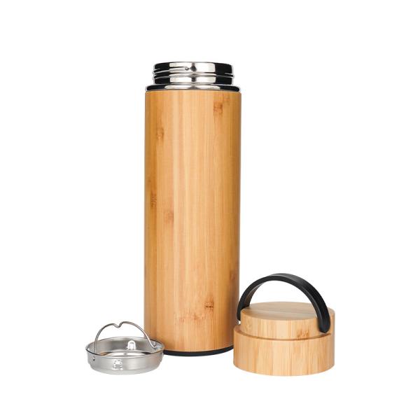 Eco Friendly 40 Oz Insulated Stainless Steel Water Bottles Bamboo Outside With Tea Infuser