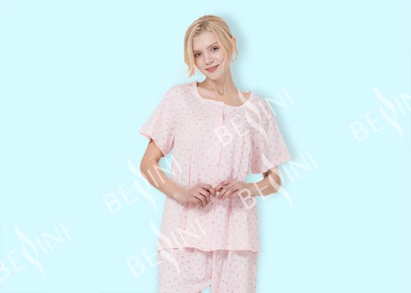 Button Through Placket Womens Pyjama Sets For Spring / Summer Seasons