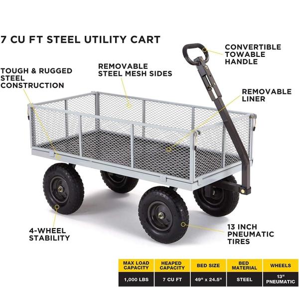 Outdoor Garden Heavy Duty Utility Portable Large Capacity Camping Collapsible Wagon Cart With All-Terrain Wheels