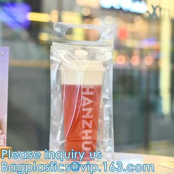 Drink Handle Bags, Cup Hanging Tote Bag, Store Milk Tea Coffee Green Cup Cover Cartoon Plastic Tote Bag