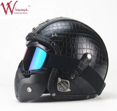 Boa qualidade Imitação pele de crocodilo Retro Full Face capacete de motocicleta com óculos removíveis
