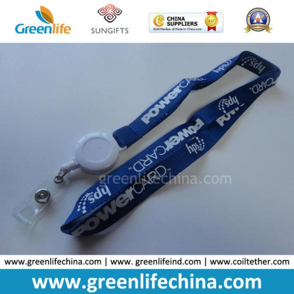 Breakaway neckwear smooth polyester custom printed satin lanyard and round badge reel holder combo