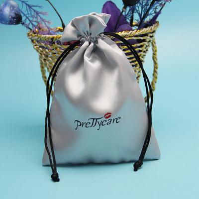 Sacos de empacotamento personalizados da pestana luxuosa do cordão do cetim com impressão do logotipo