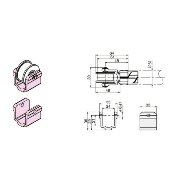 ISO Aluminum Tubing Joints AL-48 Sandblasting Aluminum Alloy Connector Roller