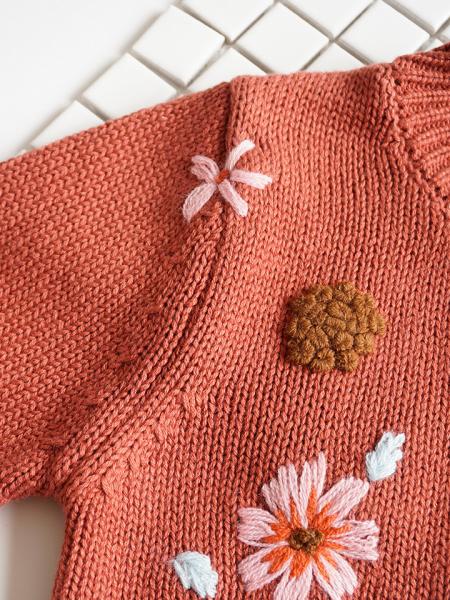 Simplee kids Baby Girl Thin Sweater Solid Cardigans with embroidery  button down for Toddler 0-16Years