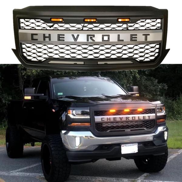 Chevrolet Silevrado Custom Grilles For Trucks , 4X4 Front Grill Top Grade