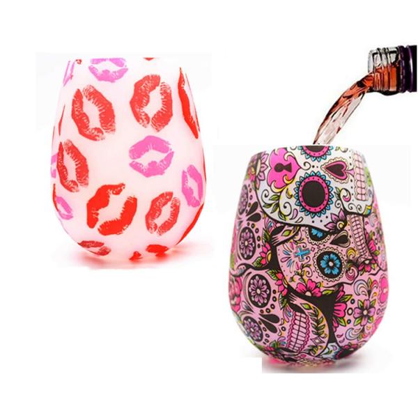 Beach Food Grade Silicone Stemless Wine Glasses 12oz Recyclable