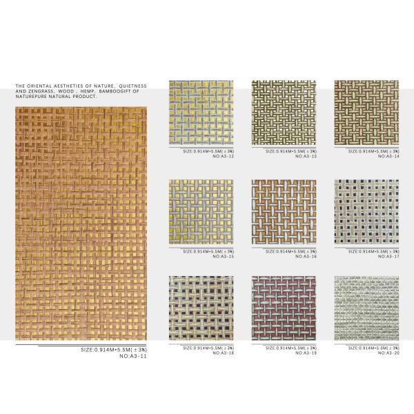 3D Rattan Weave Natural Style Wallpaper Moisture-Proof and Fireproof Wall Covering for Indoor Walls