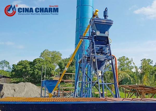 HZS50 concrete batching plant stationary hopper lift mini cement concrete mixing plant with batching bins