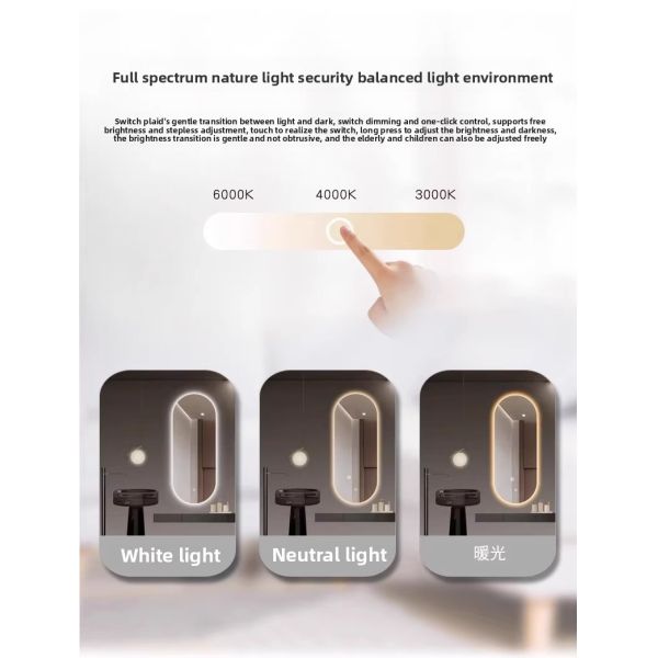 Oval LED Smart Bathroom Mirror - Wall Mounted Vanity Mirror with Touch Switch
