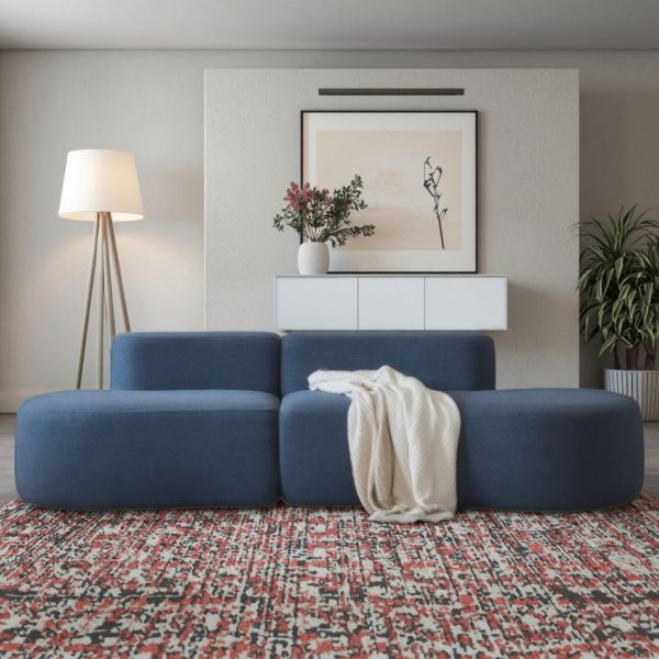 Modern Style Curved Cobblestone Two-Seater Sofa Extendable Fabric for Small Apartment Living Room Beauty Salon School or Park