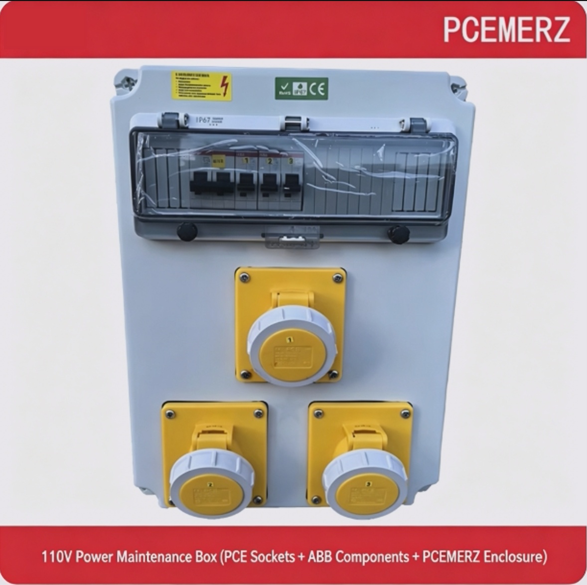 PCEMERZ Industrial Socket Box Power Maintenance Box IP67 Rated 380V Plastic Plug with Socket