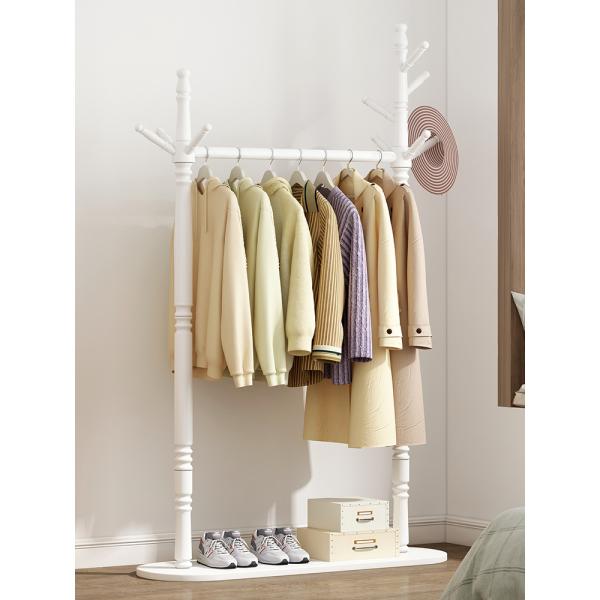 ODM Floor Cloth Coat Rack Stand Hanger Bedroom In Polished Wood 98cm Width