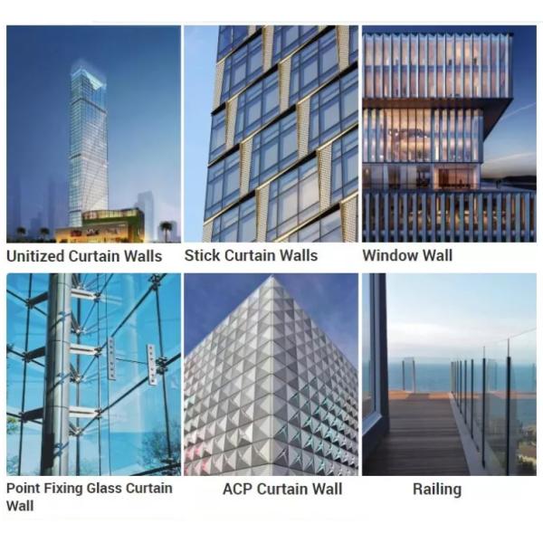Hidden Frame Aluminum Curtain Walls For Office Building
