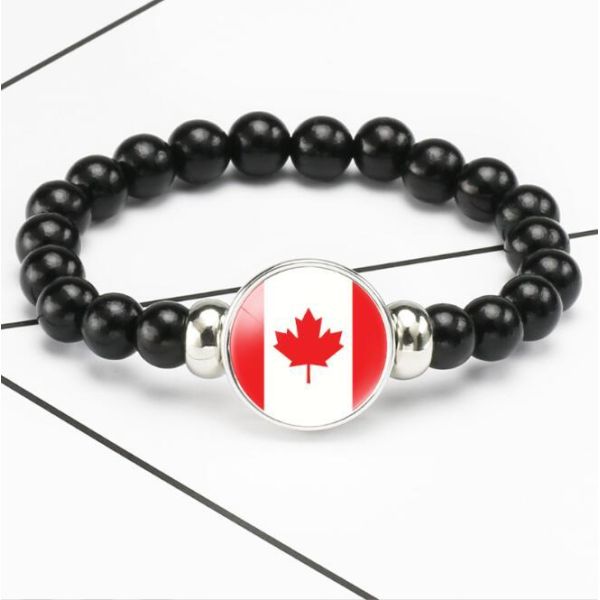 Sublimation Blank Black Stretchy Elastic Band Glass Bead Bracelet Country Flag Bracelet Palestine Lives Beaded Bracelet