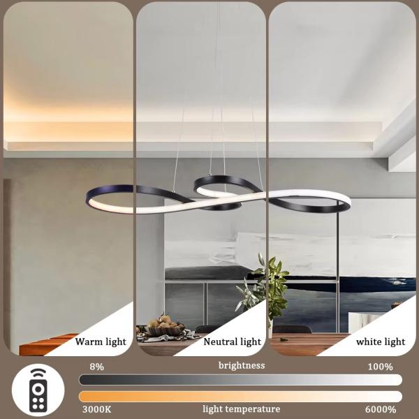 Apartment Kitchen Island Mininalist 50W Twist Pendant Light Chandelier Black Luminaire Lustr Torsion Pendant Light