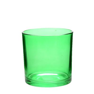 OEM recipientes de velas de vidro de cor verde para fazer velas superfícies lisas