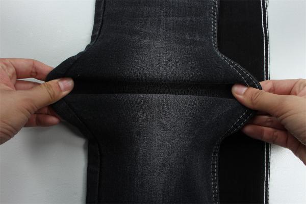 Full Lycra Satin Weave Black Black High Stretch Denim Fabric