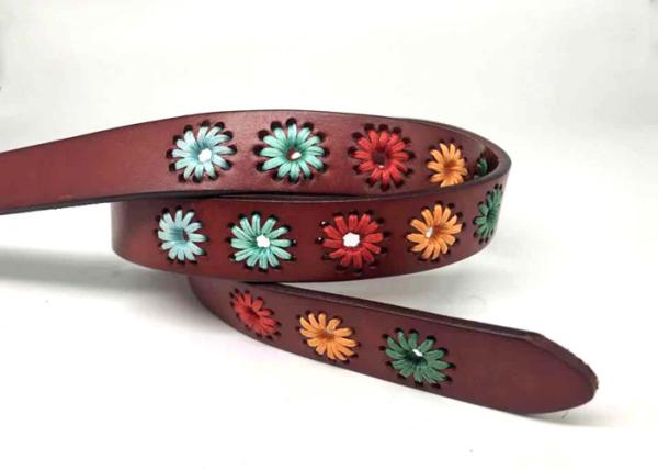 Embroidered Flowers Cowhide 95cm Female Leather Belts