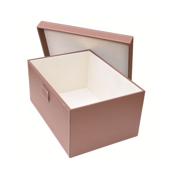 MJMHD DG-H002 Decorative Storage Boxes with Lids, Faux Leather Closet Organization Bins, Handcrafted Elegant Storage for Wardrobe Shelf, Brown​