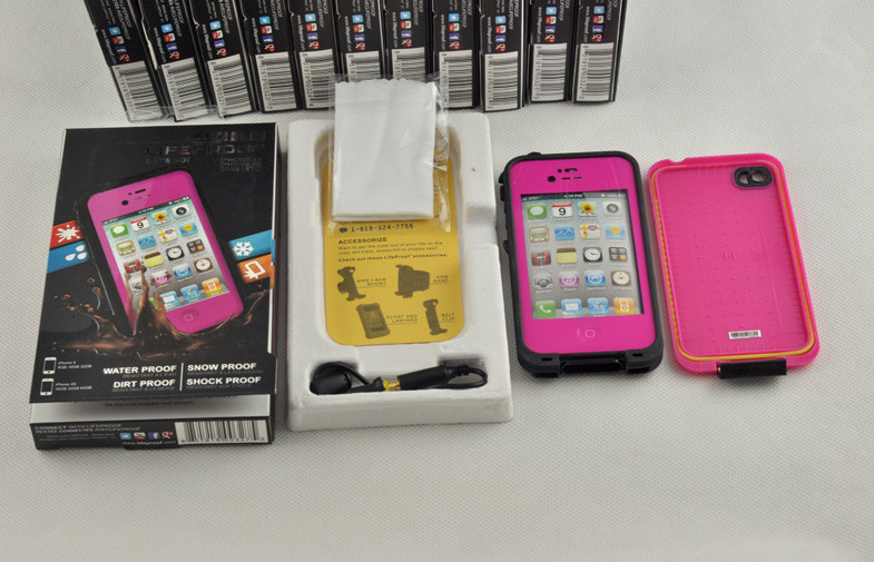 Pink Rose PC Waterproof Cell Phone Case Lifeproof For Iphone 4 / 4s