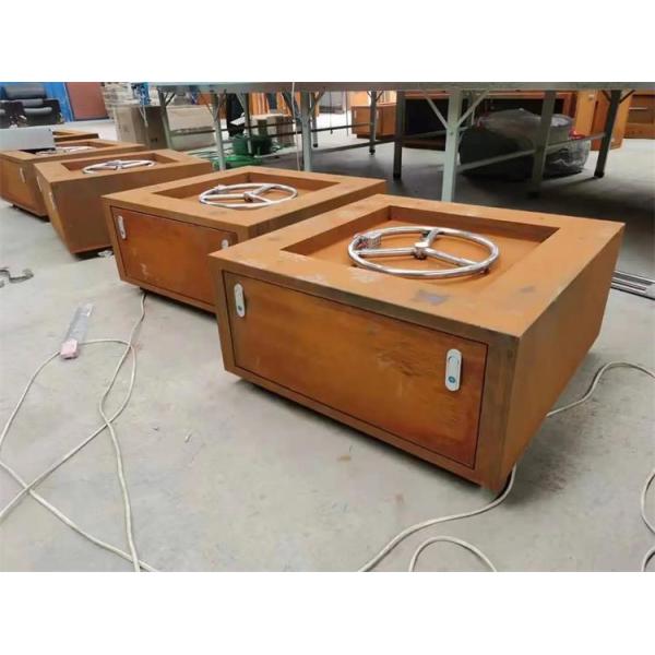 таблица огня квадрата природного газа Corten подогревателя сада 800mm деревенская стальная