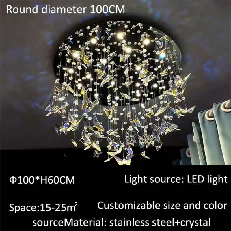 Butterfly Crystal Chandelier Living Room Crystal Staircase Pendant Light Indoor Large LED Lights(WH-NC-165)