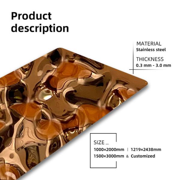 Изготовленный на заказ лист нержавеющей стали пульсации воды Pvd большой средний небольшой бил декоративное молотком