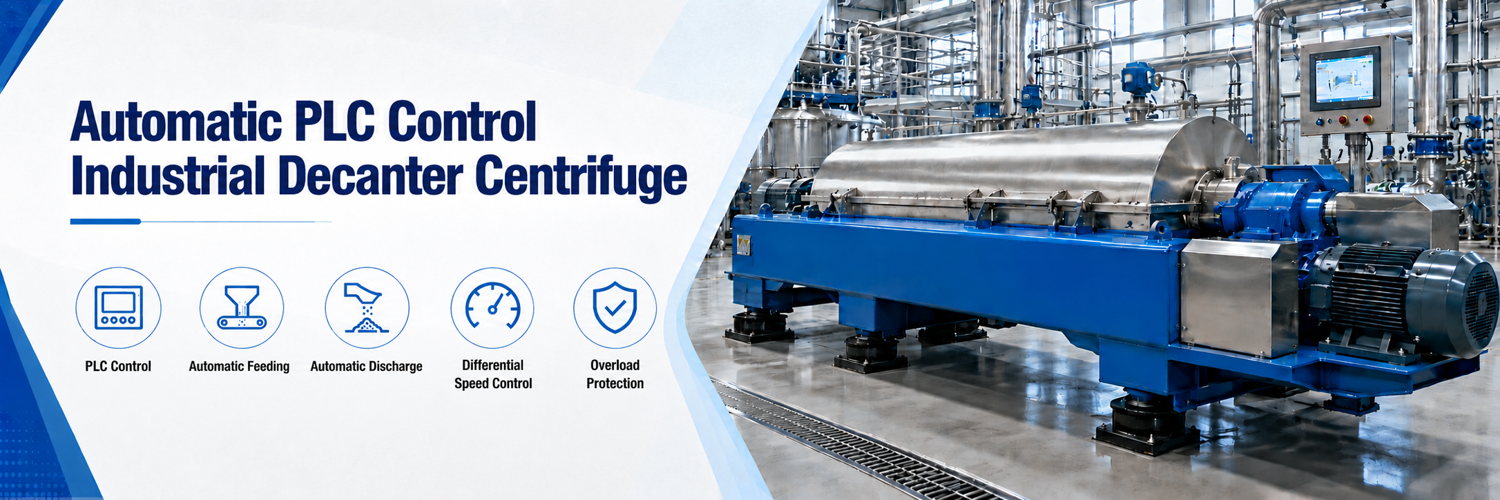 Automatic PLC Control Industrial Decanter Centrifuge for Sludge Dewatering Lines