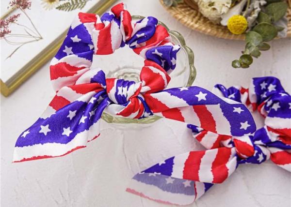 USA national Flag printed large scrunchies Europe American lady hair ribbons accessories wholesale OEM picture