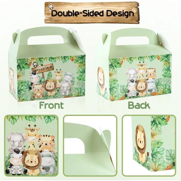Custom Animal Print Handle Paper Box for Kids' Jungle Theme Birthday and Baby Shower