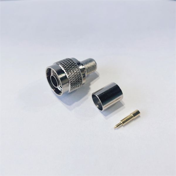 6GHz RF Crimp Connector N Male Coax Connector with Gold-plated Brass and PTFE Insulator for LMR400 Cables