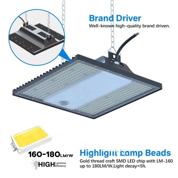 300W Linear High Bay Lights 190LM/W IP66 Waterproof Rectangle High Bay Light Fixture