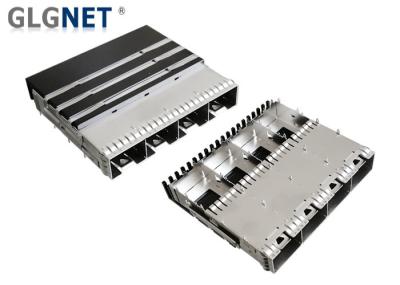 One Piece Metal Sfp Port Connector 4 Ports With Heat Sink EMI Springs