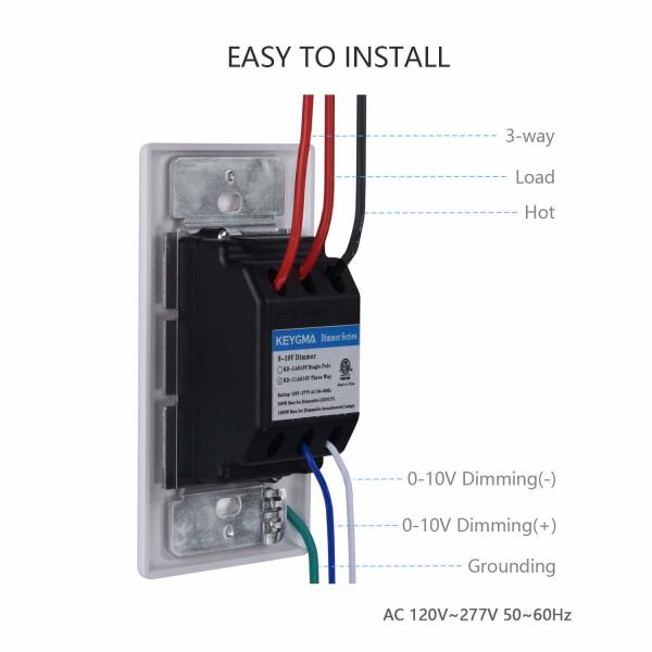 0-10V LED Dimmer Switch Controller 110-277V Wall Mount Dimmable Light Module