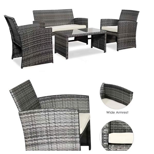 High Quality Aluminum Frame Modern PE Rattan Woven Wicker Handmade Sofa Coffee Table Set Outdoor Indoor Furniture