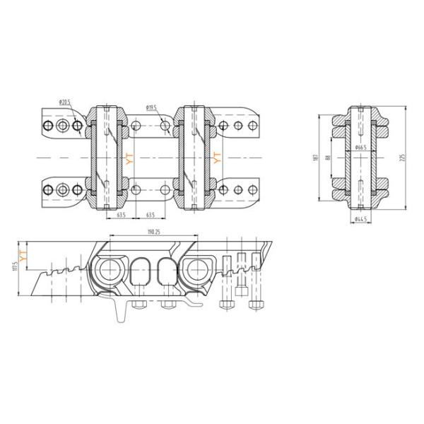 Drawing for TD15 track link Звено цепи следа масла бульдозера HRC56 35MnBH 39L