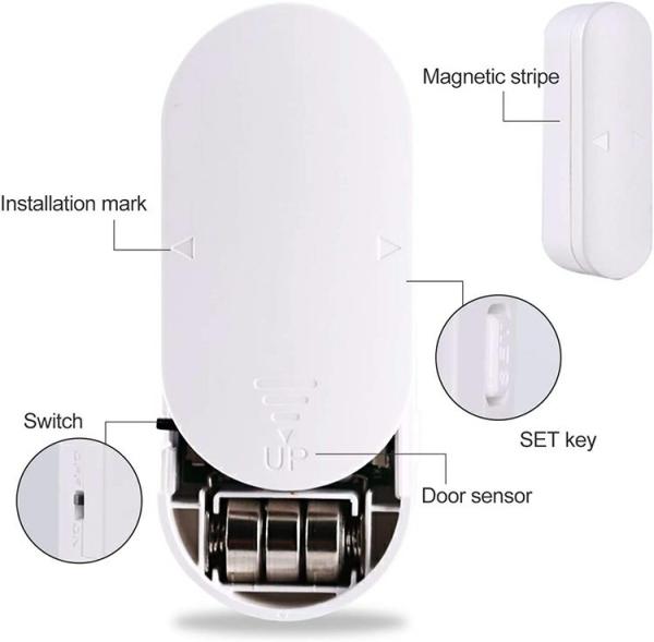 Türfensteralarm Einbrecheralarm Home Security Drahtloser Magnetsensor Diebstahlalarm 130db laute Sirene für die Sicherhe