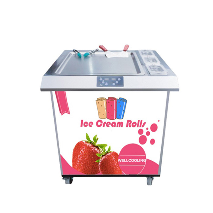 Good Quality Thailand Single Cold Plate 3 Buckets Homemade Ice Cream Rolls Maker