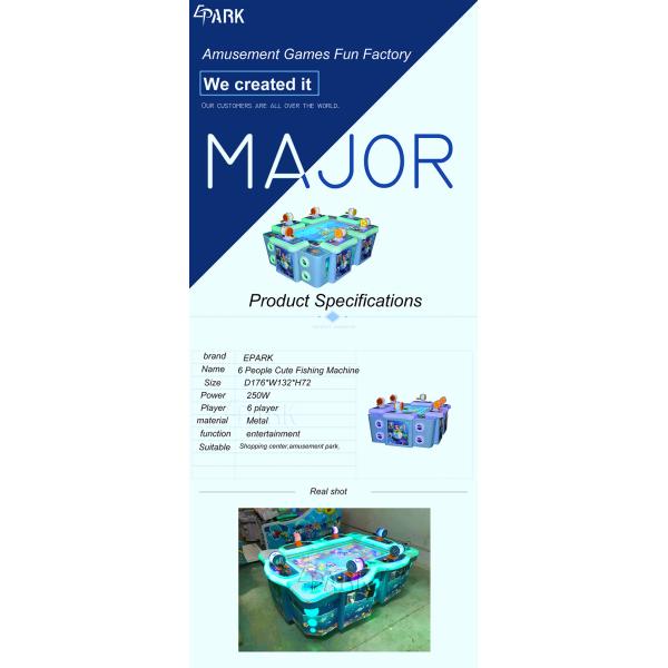 Kids 6 Players Arcade Fishing Hunter Game Machine Coin Operated 55