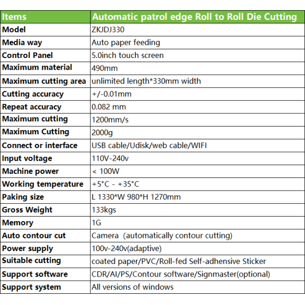 ZKJD330 Roll-to-Roll Cutter A3 A4 Auto Contour Cutting For Stickers And PET Films 