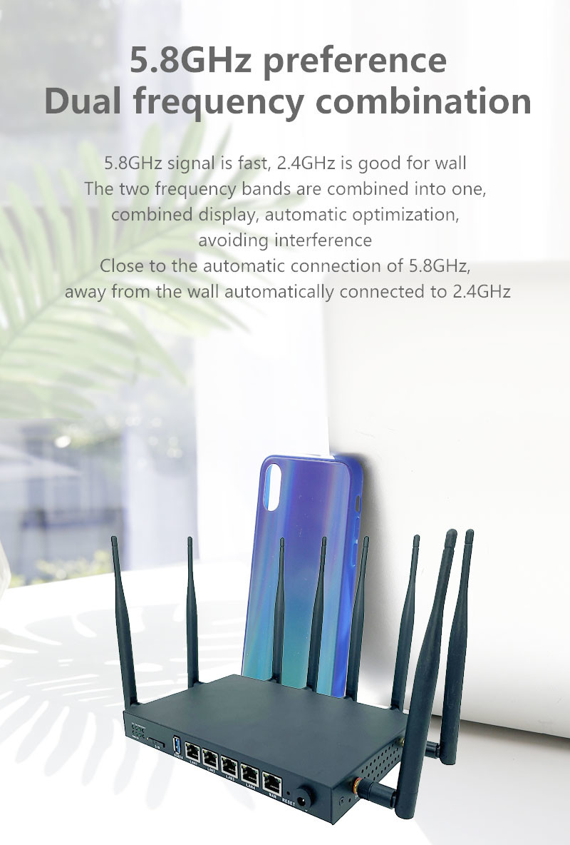 Маршрутизатор маршрутизаторов 5g WS1208 1200Mbps 4G 5G беспроводной с черной раковиной металла