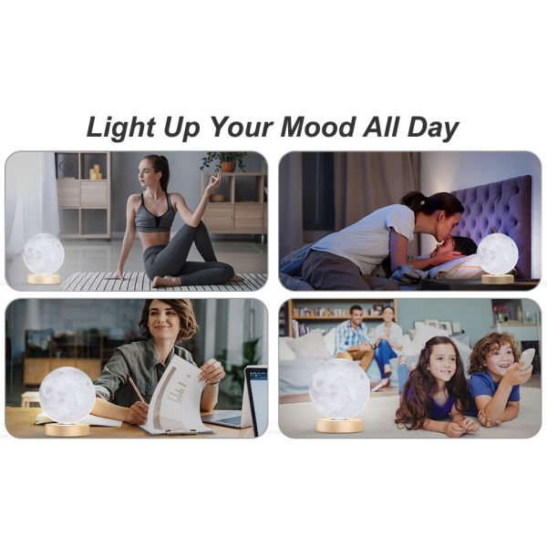 Remote Control Moon Shaped Lamp 16W Moon LED Lamp 4 Brightness 3 Color Temperatures